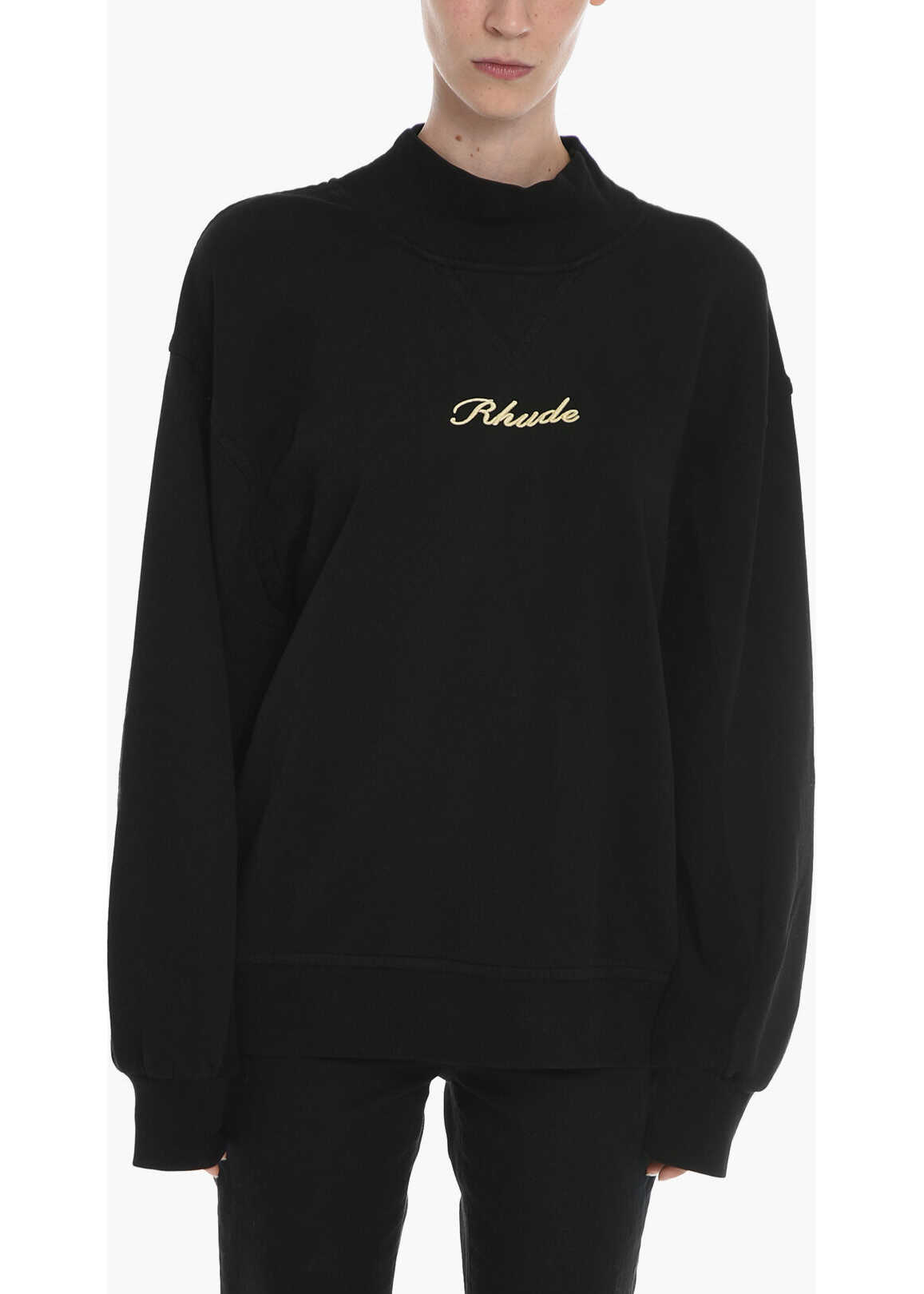 RHUDE Turtleneck Maxi Sweatshirt With Embroidery Black