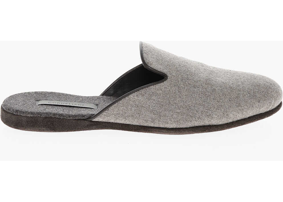 Mocasini CORNELIANI Suede Sole Virgin Wool Flat Slippers Gray Barbati (BM 11852769) 3