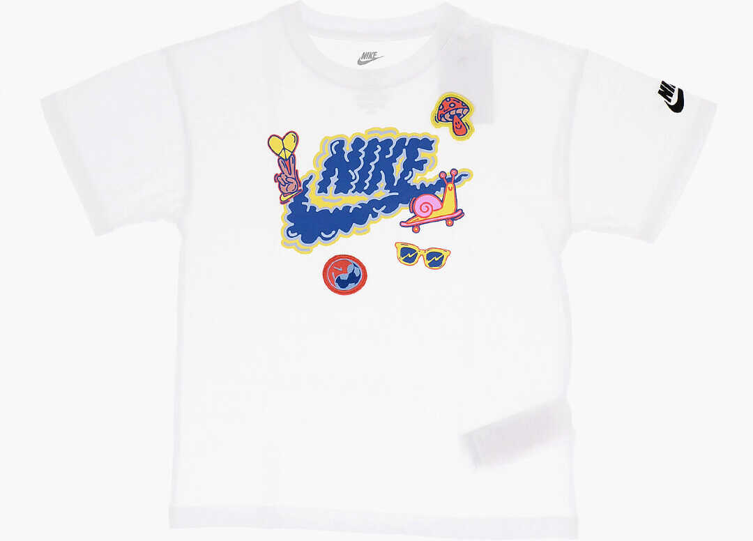 Nike Crew-Neck T-Shirt With Front Print And Patches White