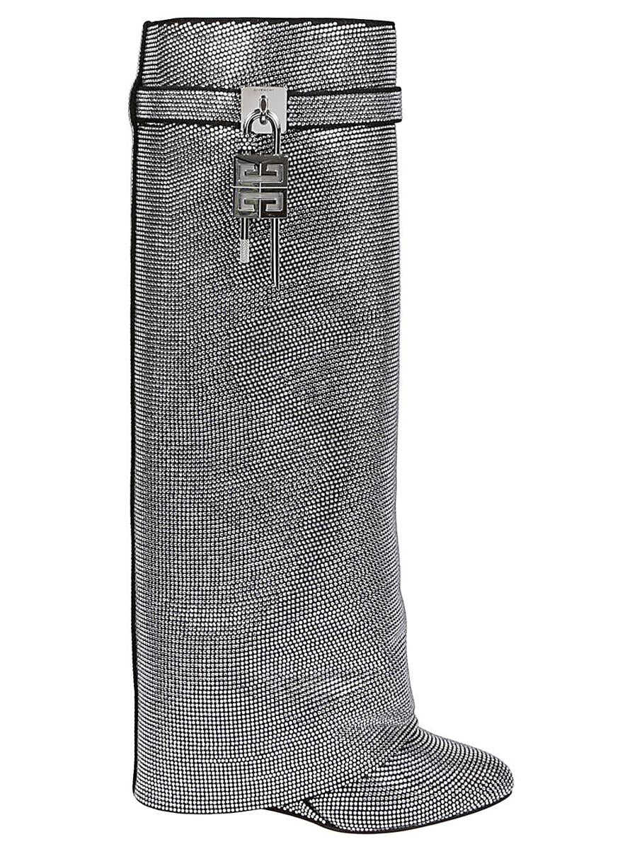 Givenchy GIVENCHY Shark Lock rhinestones-embellished boots SILVER