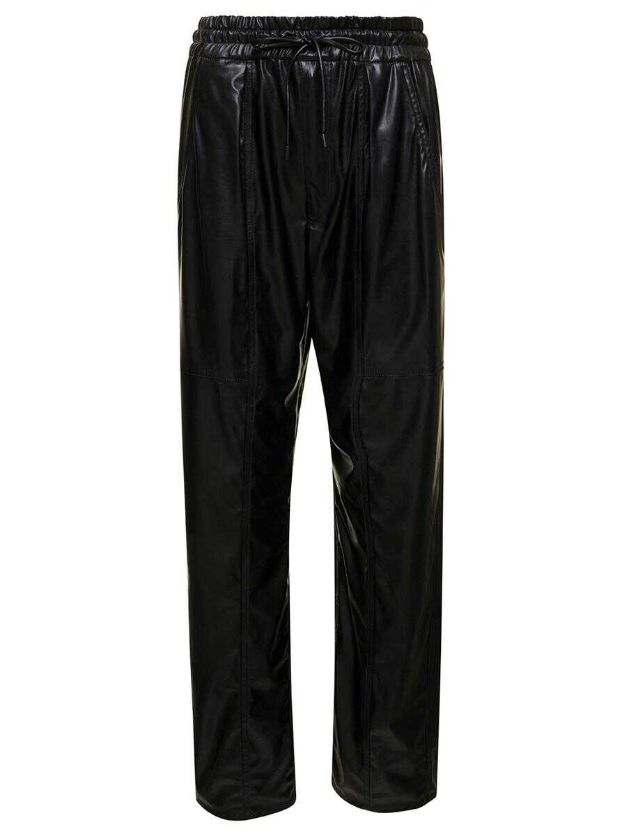 Isabel Marant \'Brina\' Black Pants with Drawstring Closure in Shiny Faux Leather Woman BLACK