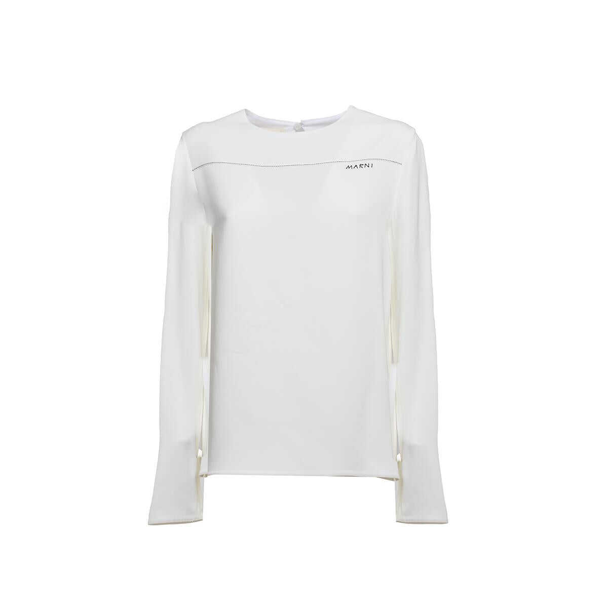 Marni MARNI White viscose blouse with line and logo Marni WHITE