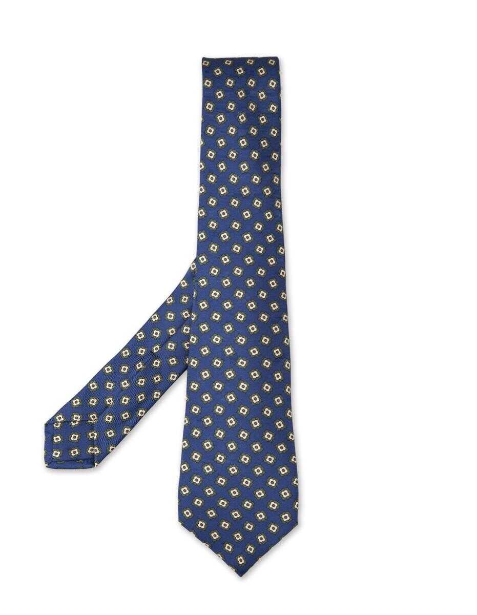 KITON KITON Royal Tie With Floral Pattern BLUE