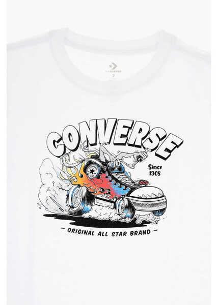 Tricouri Converse Front Printed Flaming Chuck Mobile Crew-Neck T-Shirt White Baieti (BM 11863164) 2