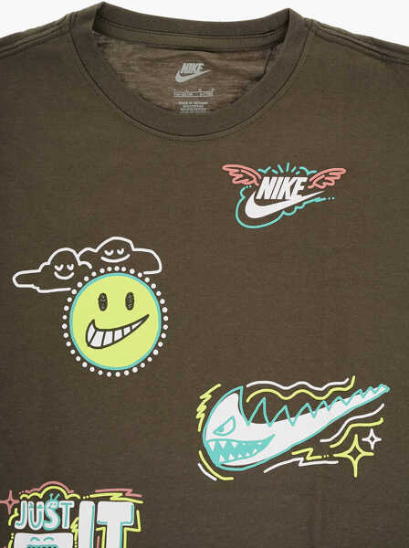 Tricouri Nike Long Sleeve Printed Loose Fit T-Shirt Military Green Baieti (BM 11863446) 2