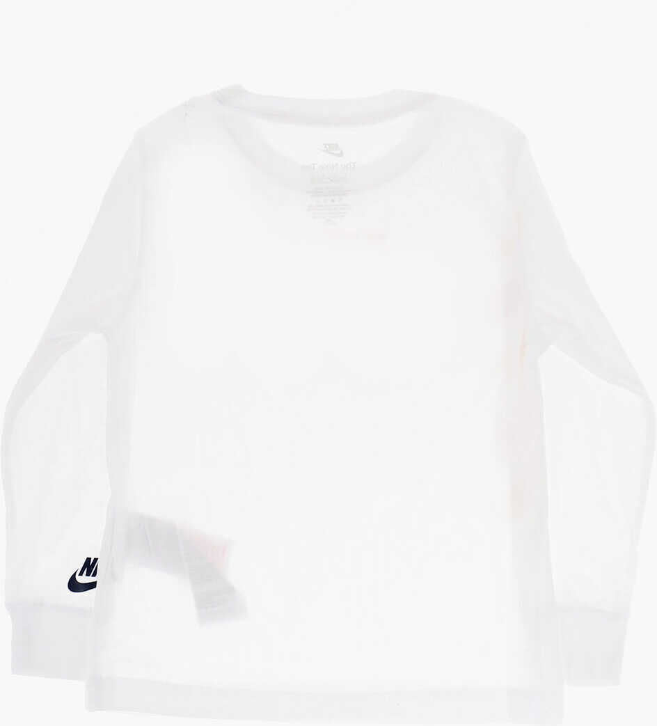 Tricouri Nike Logo Printed Long Sleeve T-Shirt White Baieti (BM 11863449) 3