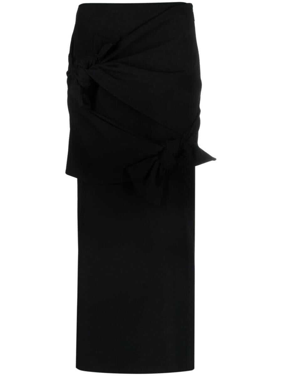 MSGM MSGM knot-detail A-line midi skirt BLACK