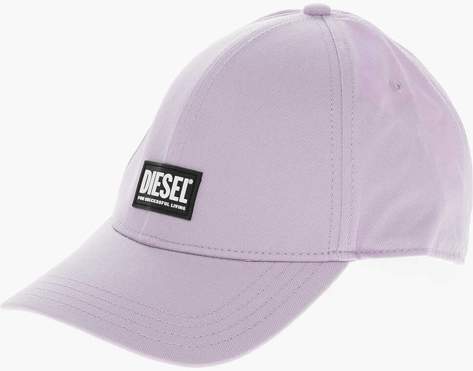 Diesel Solid Color Corry-Gum Cap With Contrasting Logo Patch Violet
