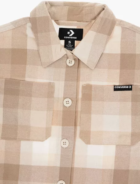 Camasi Converse Checked Overshirt With Double Breast Pocket Beige Baieti (BM 11874096) 2