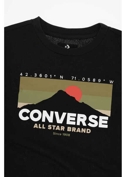 Bluze de trening Converse All Star Front Printed Crew-Neck Sweatshirt Black Baieti (BM 11874102) 2