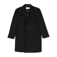 Paltoane Wool Coat Black Peak Lapels Long Sleeves Barbati