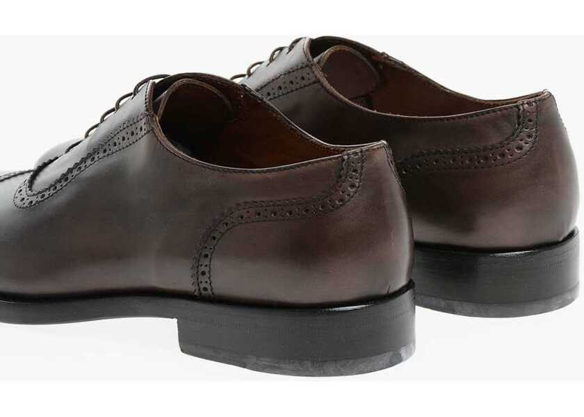 Pantofi Oxford CORNELIANI Brogue Leather Derby Shoes With Cuir Sole Brown Barbati (BM 11890002) 2