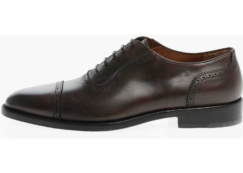 Pantofi Oxford CORNELIANI Brogue Leather Derby Shoes With Cuir Sole Brown Barbati (BM 11890002) 3