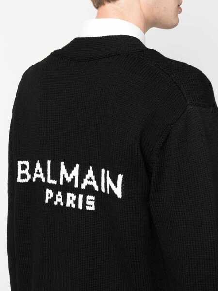 Cardigane Balmain Cardigan With Logo Inlay BLACK Barbati (BM 11899776) 4