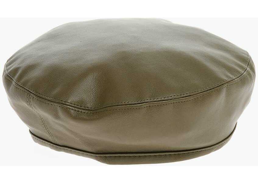STAND STUDIO Solid Color Faux Leather Freida Beret Green