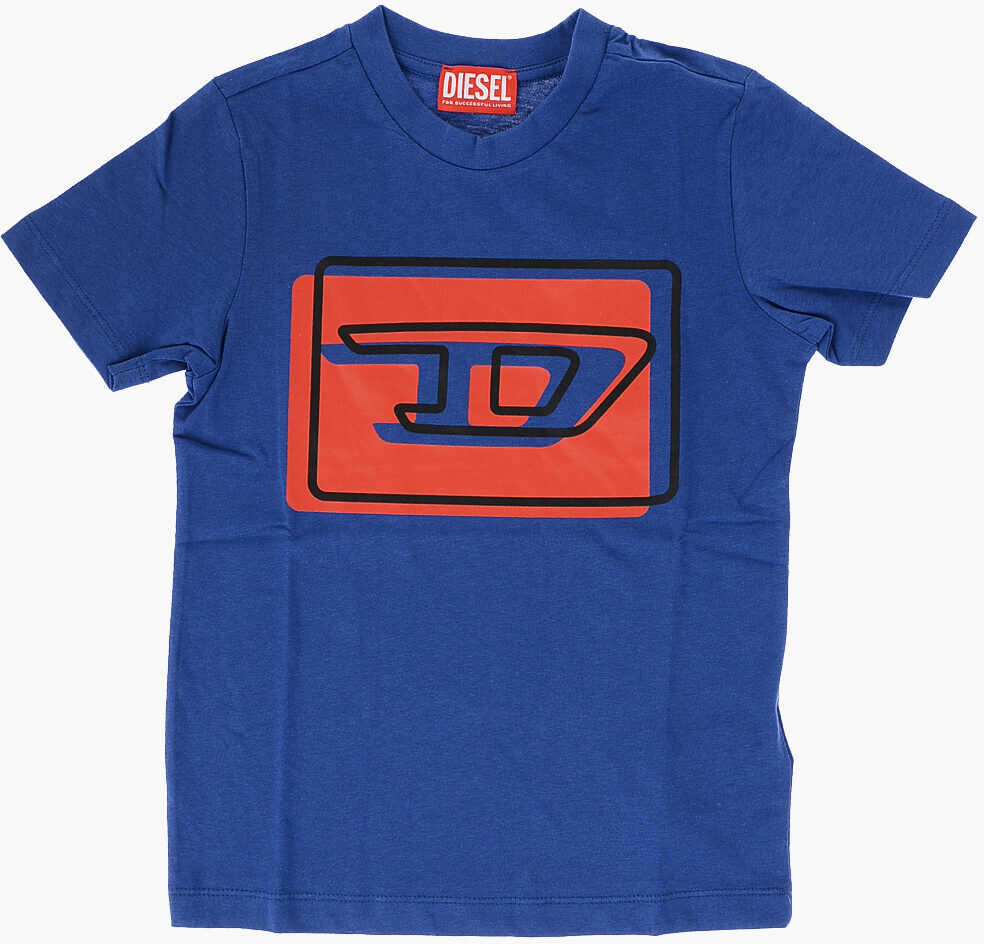Diesel Red Tag Maxi Frontal Printed Tdasi Crew-Neck T-Shirt Blue