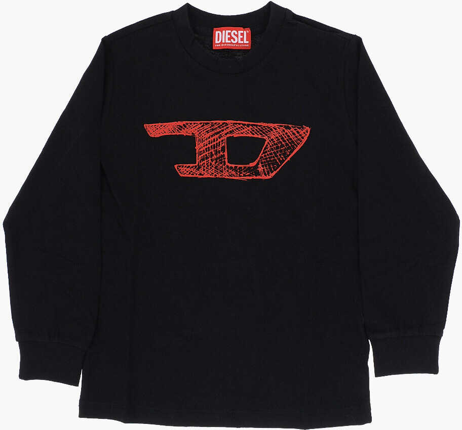 Diesel Red Tag Monogram Printed Tdad Crew-Neck T-Shirt Black