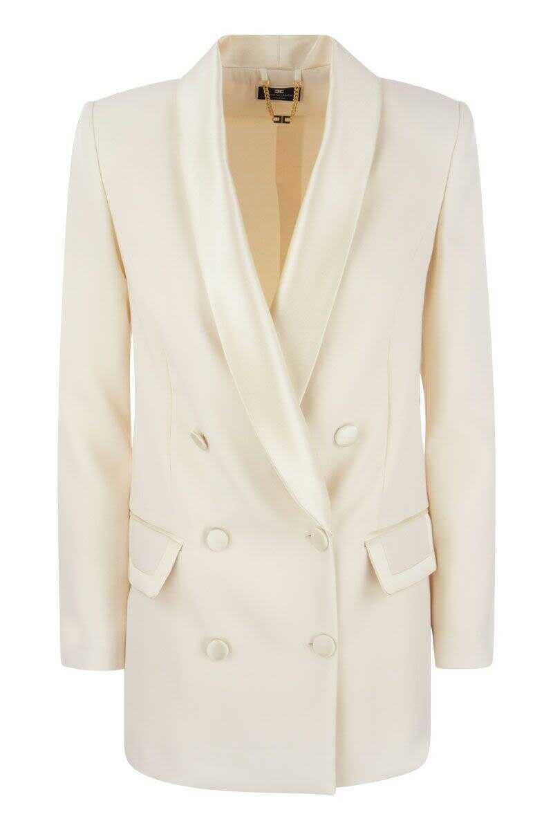 Elisabetta Franchi ELISABETTA FRANCHI Double-breasted jacket in crepe and satin BUTTER