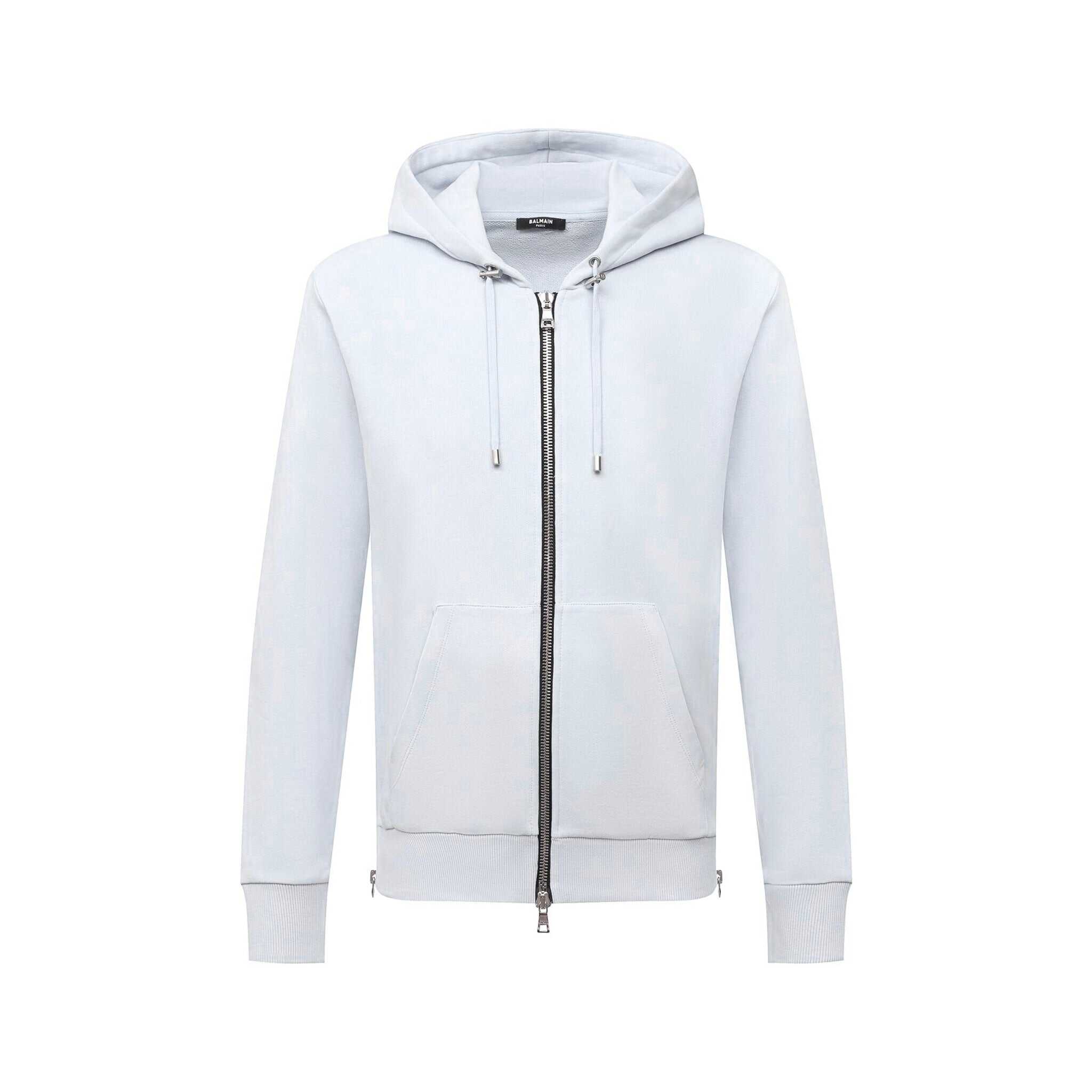 Balmain Balmain Zipped Logo Hoodie White