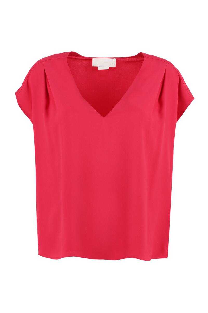 GENNY GENNY CRÊPE-DE-CHINE BLOUSE FUCHSIA