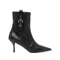 Bocanci Black Bootie With Buckle Detail And Stiletto Heel In Smooth Leather Woman Femei