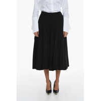 Fuste lungi Virgin Wool Pleated Panno Skirt With Belt Loops Femei