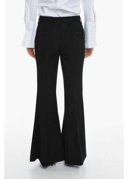 Pantaloni casual Prada Flared Virgin Wool Gabardine Pants With Belt Loops And 4 Poc Black Femei (BM 11969325) 2