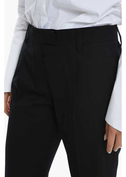 Pantaloni casual Prada Flared Virgin Wool Gabardine Pants With Belt Loops And 4 Poc Black Femei (BM 11969325) 3