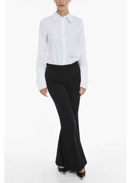 Pantaloni casual Prada Flared Virgin Wool Gabardine Pants With Belt Loops And 4 Poc Black Femei (BM 11969325) 4