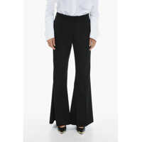Pantaloni casual Flared Virgin Wool Gabardine Pants With Belt Loops And 4 Poc Femei