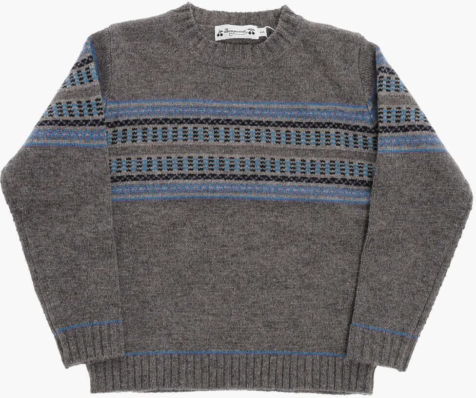 Bonpoint Wool Crew-Neck Sweater Gray