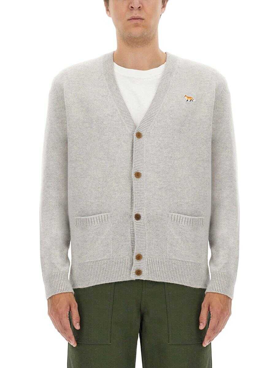 MAISON KITSUNÉ MAISON KITSUNÉ FOX PATCH CARDIGAN GREY