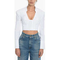 Bluze Popeline Cotton Long Sleeved Cropped Top Femei