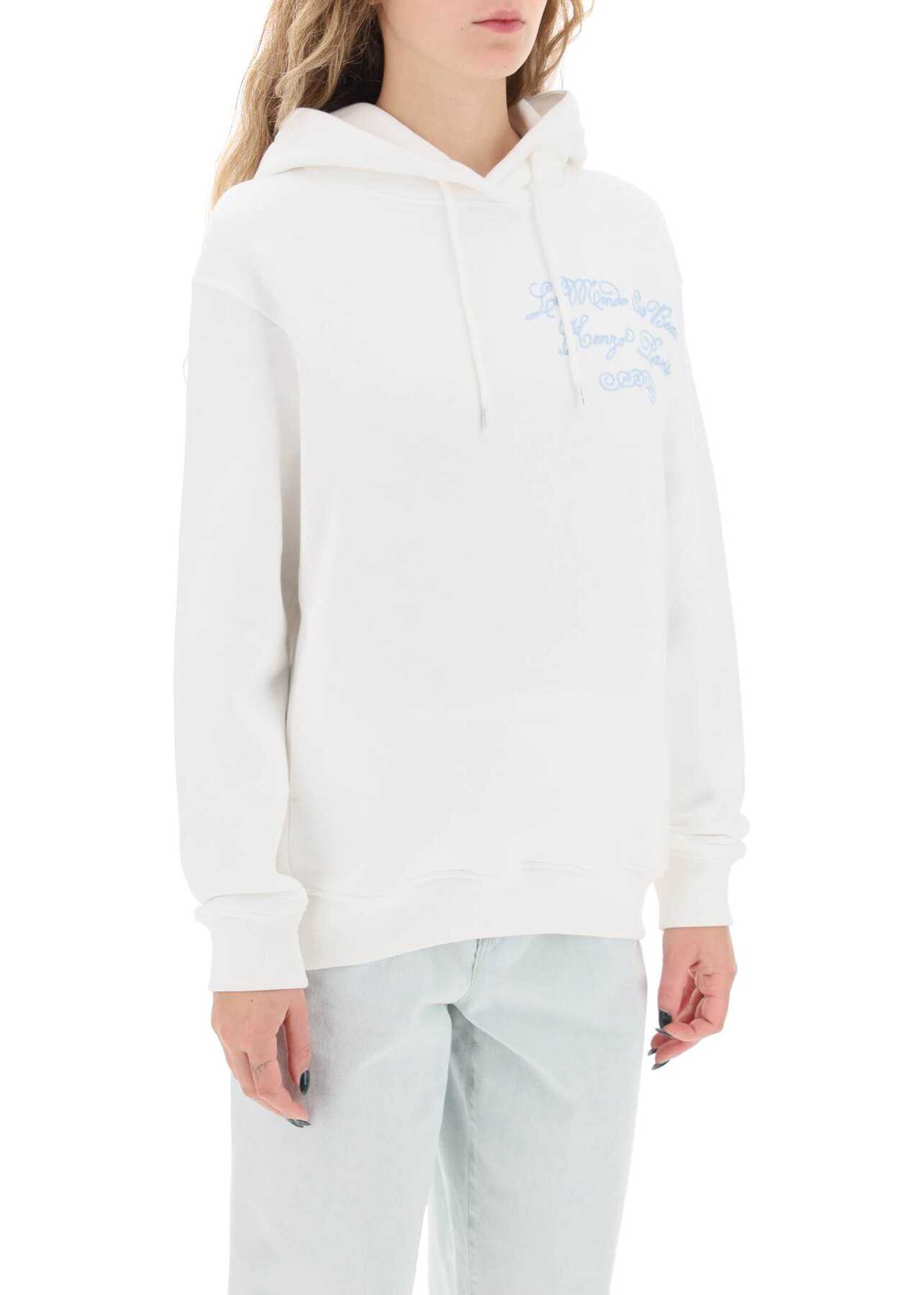 Kenzo World Embroidered Hoodie BLANC CASSE