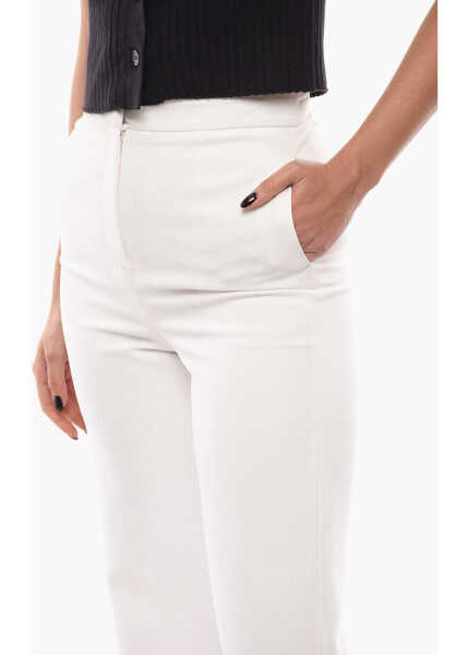 Pantaloni office MONOT High-Waisted Palazzo Pants White Femei (BM 11980920) 3