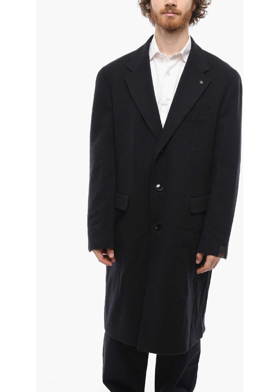 Tagliatore Unlined Single-Breasted Coat With Flap Pockets Blue
