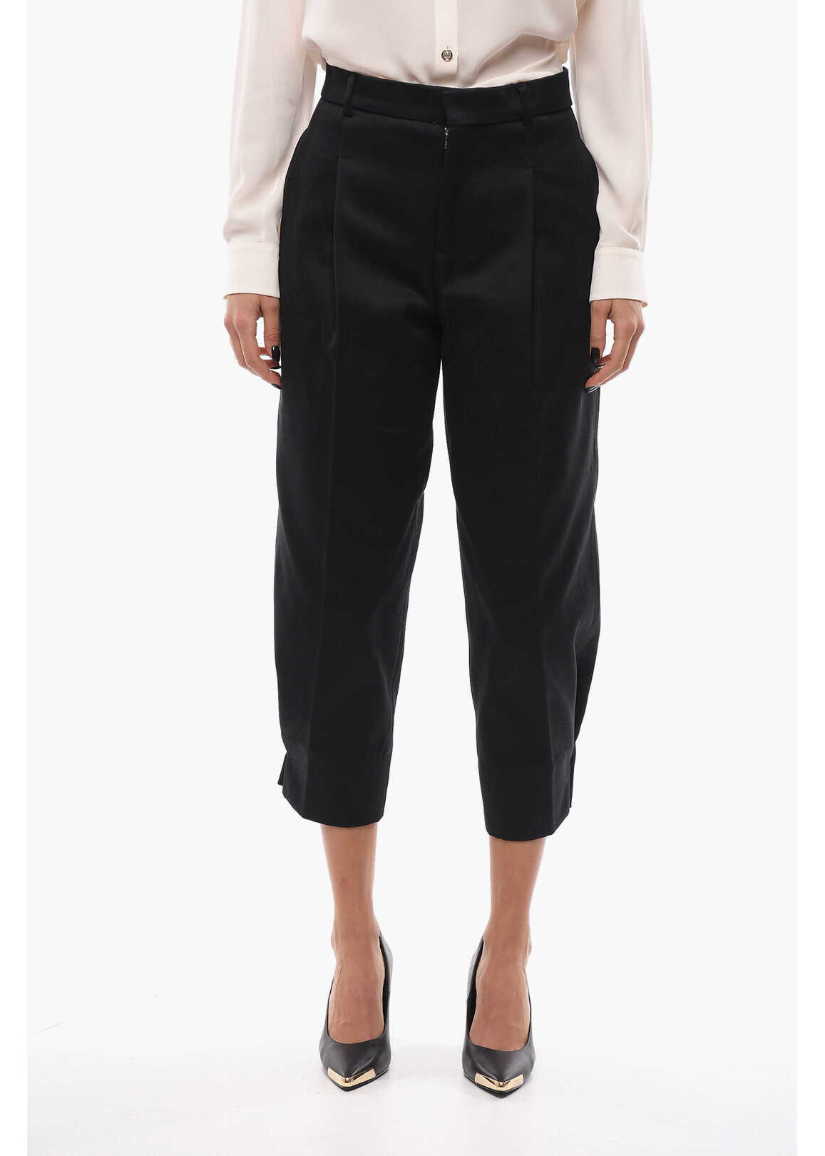 AMI ALEXANDRE MATTIUSSI Single-Pleated Pants With Snap Buttons And Belt Loops Black