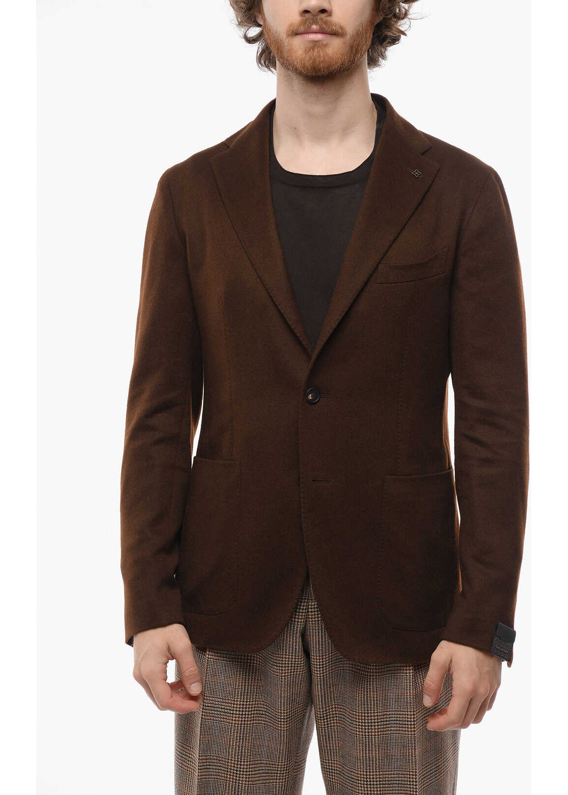 Tagliatore Unlined Cashmere Blazer With Patch Pocket Brown