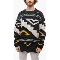 Pulovere casual Distressed Jacquard Cashmere Blend Pullover With Crew Neck Barbati