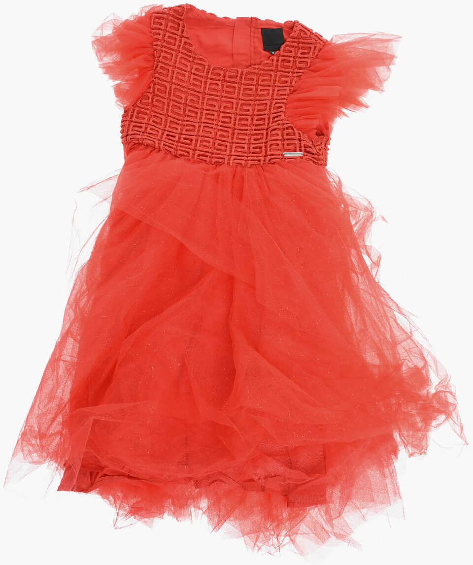 Givenchy Lurex Tulle Dress With Monogram Embroidery Red