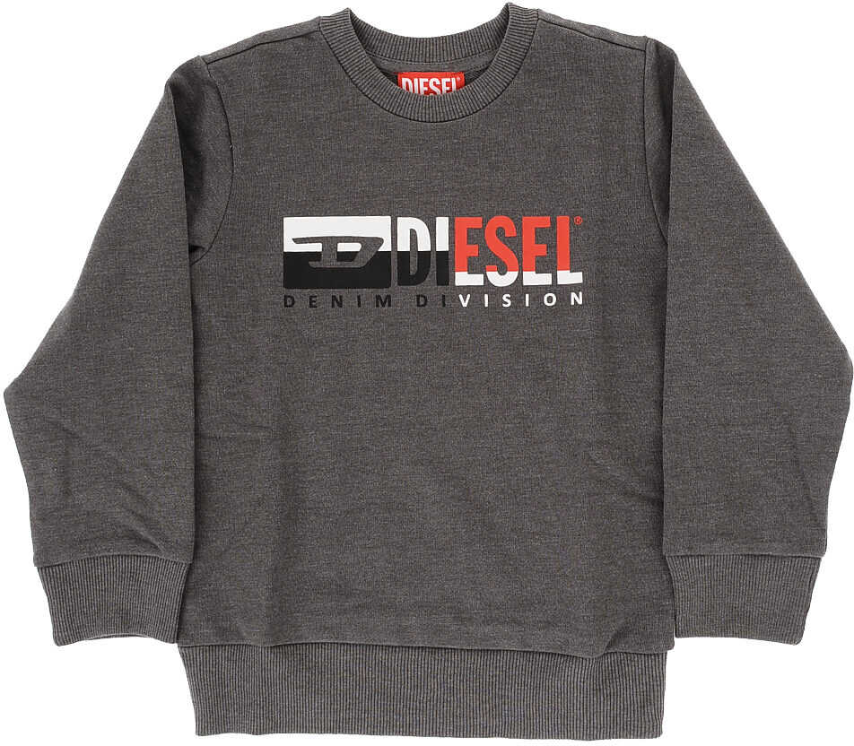 Diesel Red Tag Brushed Cotton Sadon Crew-Neck Sweatshirt With Print Gray