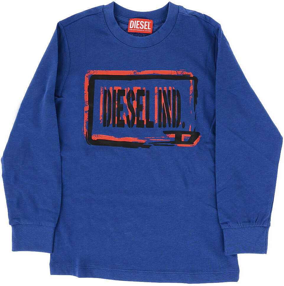 Diesel Red Tag Long Sleeve Tostml Crew-Neck T-Shirt Blue