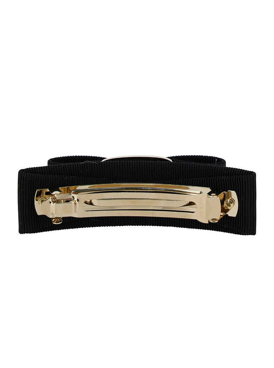 Bijuterii Salvatore Ferragamo Vara Black Hair Pin With Embossed Logo In Cotton Blend Woman Black Femei (BM 11994312) 2