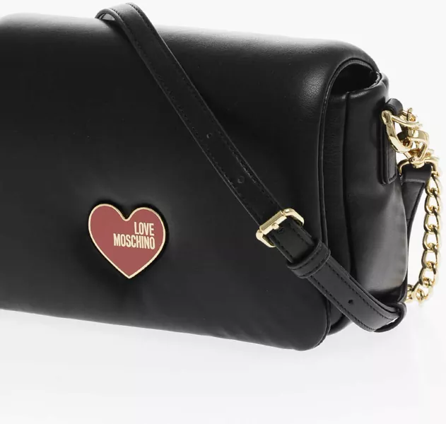 Genti tip postas Moschino Love Faux Leather Crossbody Bag With Golden Chain Black Femei (BM 12016197) 3