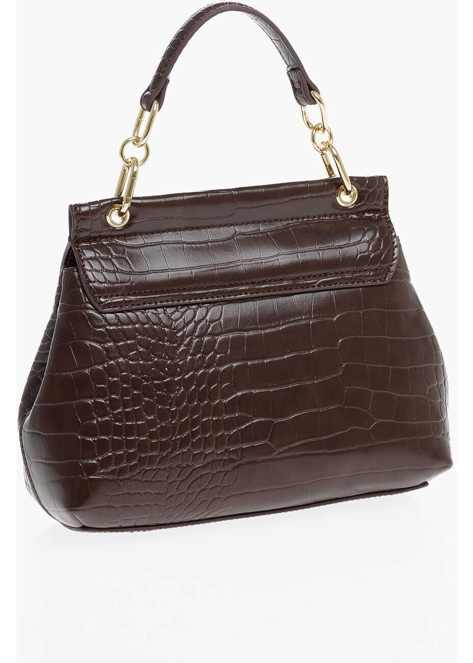 Genti de mana Moschino Love Faux Leather Bag With Golden Details And Removable Shou Brown Femei (BM 12016203) 2