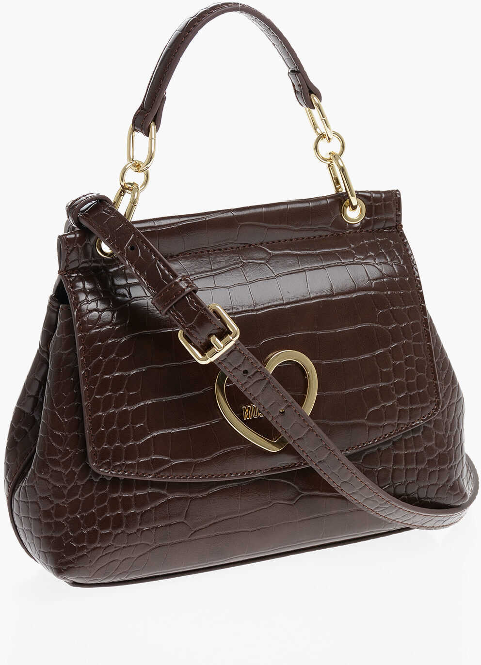 Genti de mana Moschino Love Faux Leather Bag With Golden Details And Removable Shou Brown Femei (BM 12016203) 3