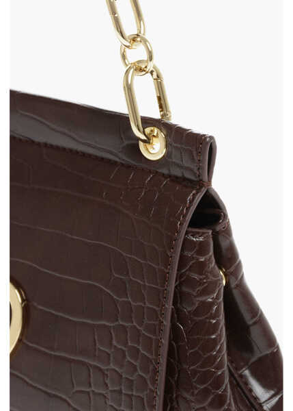 Genti de mana Moschino Love Faux Leather Bag With Golden Details And Removable Shou Brown Femei (BM 12016203) 4