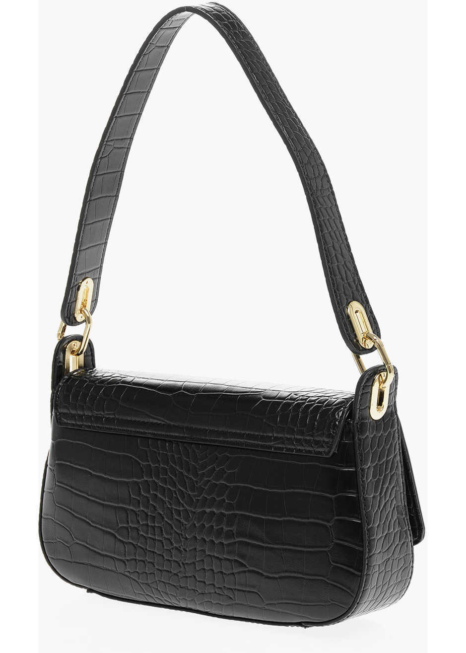 Genti de umar Moschino Love Crocodile Effect Faux Leather Shoulder Bag Black Femei (BM 12016209) 2