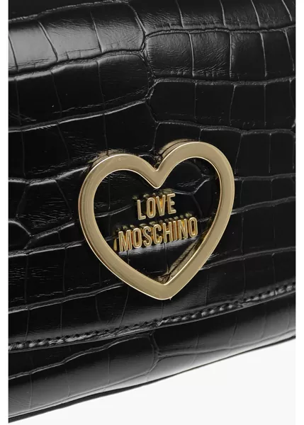 Genti de umar Moschino Love Crocodile Effect Faux Leather Shoulder Bag Black Femei (BM 12016209) 4
