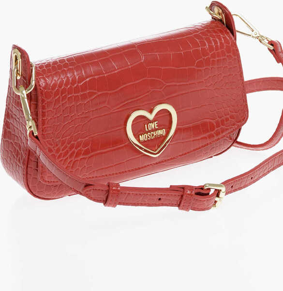 Genti de umar Moschino Love Crocodile Effect Faux Leather Shoulder Bag Red Femei (BM 12016212) 3